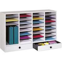 Adjustable Compartment Literature Organizer, Stationary, 34 Slots, Wood, 39-1/4" W x 11-3/4" D x 25-1/4" H Infinity Industrial Services Inc.