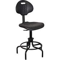 6000 Series Stool with Back, Stationary, Adjustable, 24" - 29", Polyurethane Seat, Black Infinity Industrial Services Inc.