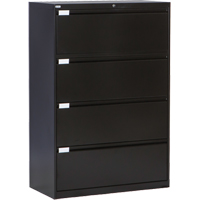 Lateral Filing Cabinet, Steel, 4 Drawers, 36" W x 18" D x 53-3/8" H, Black Infinity Industrial Services Inc.
