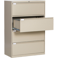 Lateral Filing Cabinet, Steel, 4 Drawers, 36" W x 18" D x 53-3/8" H, Beige Infinity Industrial Services Inc.
