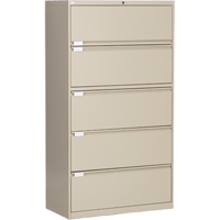 Lateral Filing Cabinet, Steel, 5 Drawers, 36" W x 18" D x 65-1/2" H, Beige Infinity Industrial Services Inc.