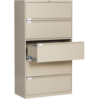 Lateral Filing Cabinet, Steel, 5 Drawers, 36" W x 18" D x 65-1/2" H, Beige Infinity Industrial Services Inc.
