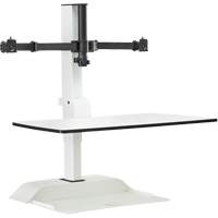 Bureau &eacute;lectrique assis/debout Soar avec bras d&eacute;cran double, Mod&egrave;le de bureau, 37-1/4" h x 27-3/4" la x 22" p, Blanc Infinity Industrial Services Inc.