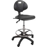 Tabouret robuste et ergonomique, Mobile, Ajustable, 39" - 48", Polyur&eacute;thane Si&egrave;ge, Noir Infinity Industrial Services Inc.