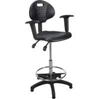 Heavy-Duty Ergonomic Stool with Adjustable Arm Rests, Stationary, Adjustable, 39" - 48", Polyurethane Seat, Black Infinity Industrial Services Inc.