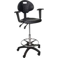 Tabouret ergonomique robuste avec accoudoirs r&eacute;glables et roulettes en nylon, Mobile, Ajustable Hauteur, Capacit&eacute; 250 lb Infinity Industrial Services Inc.
