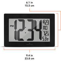 Self-Setting & Self-Adjusting Wall Clock with Stand, Digital, Battery Operated, Black Infinity Industrial Services Inc.