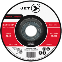 Meule POWER ABRASIVE, 5" x 1/4", Arbre 7/8", Type 27 Infinity Industrial Services Inc.