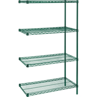 &eacute;tag&egrave;res robustes en treillis m&eacute;tallique au fini &eacute;poxy vert, Ensemble de Ajout, 4 Tablettes, 36" la x 63" h x 18" p Infinity Industrial Services Inc.