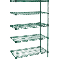 &eacute;tag&egrave;res robustes en treillis m&eacute;tallique au fini &eacute;poxy vert, Ensemble de Ajout, 5 Tablettes, 36" la x 74" h x 18" p Infinity Industrial Services Inc.