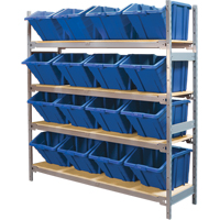 Wide Span Shelving with Jumbo Plastic Bins, Steel, Boltless, 800 lbs. Capacity, 66" W x 72" H x 18" D Infinity Industrial Services Inc.