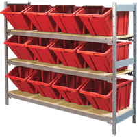 Wide Span Shelving with Jumbo Plastic Bins, Steel, Boltless, 800 lbs. Capacity, 66" W x 60" H x 18" D Infinity Industrial Services Inc.