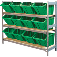 Wide Span Shelving with Jumbo Plastic Bins, Steel, Boltless, 800 lbs. Capacity, 66" W x 60" H x 18" D Infinity Industrial Services Inc.