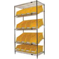 Slanted Wire Shelf with Bins, 5 Tiers, 36" W x 63" H x 18" D Infinity Industrial Services Inc.