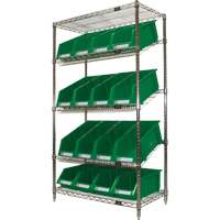 Slanted Wire Shelf with Bins, 5 Tiers, 36" W x 63" H x 18" D Infinity Industrial Services Inc.