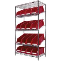 Slanted Wire Shelf with Bins, 5 Tiers, 36" W x 63" H x 18" D Infinity Industrial Services Inc.