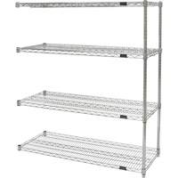 Heavy-Duty Chromate Wire Shelving, Add-On Kit, 4 Tiers, 36" W x 54" H x 24" D Infinity Industrial Services Inc.