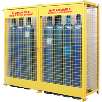 Gas Cylinder Cabinets, 20 Cylinder Capacity, 88" W x 30" D x 74" H, Yellow Infinity Industrial Services Inc.