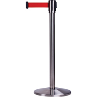 Barri&egrave;res sur pieds pour le contr&ocirc;le des foules, Acier, 35" h, Ruban Rouge, Longueur du ruban 7' Infinity Industrial Services Inc.
