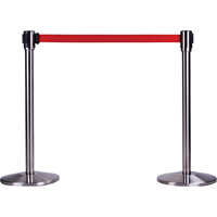 Barri&egrave;res sur pieds pour le contr&ocirc;le des foules, Acier, 35" h, Ruban Rouge, Longueur du ruban 7' Infinity Industrial Services Inc.