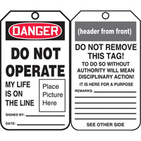 Safety Tags, Plastic, 3-3/8" W x 5-3/4" H, English Infinity Industrial Services Inc.