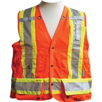 Vestes de s&eacute;curit&eacute; pour arpenteur, Orange haute visibilit&eacute;, Moyen, Polyester Infinity Industrial Services Inc.