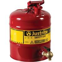 Bidon avec robinet s&eacute;curitaires pour laboratoires, Type I, Acier, 5 gal. US, Rouge, Homologu&eacute; FM Infinity Industrial Services Inc.