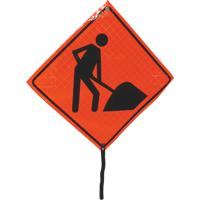 Enseigne enroulable pr&eacute;sence de travailleurs, 24" x 24", Vinyle, Pictogramme Infinity Industrial Services Inc.
