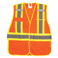 Veste d'arpenteur haute visibilit&eacute;, conforme &agrave; la CSA, Orange haute visibilit&eacute;, Moyen, Polyester Infinity Industrial Services Inc.