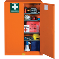Emergency Preparedness Storage Cabinets, Steel, 4 Shelves, 65" H x 43" W x 18" D, Orange Infinity Industrial Services Inc.