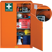 Emergency Preparedness Storage Cabinets, Steel, 4 Shelves, 65" H x 43" W x 18" D, Orange Infinity Industrial Services Inc.