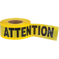 Ruban pour barricade Attention, Bilingue, 3" la x 1000' lo, 2,5 mils, Noir sur jaune Infinity Industrial Services Inc.
