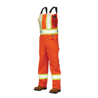 Salopettes de s&eacute;curit&eacute; non doubl&eacute;e, Poly-coton, Grand, Orange haute visibilit&eacute; Infinity Industrial Services Inc.
