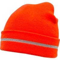Bonnet en tricot haute visibilit&eacute; avec bande r&eacute;fl&eacute;chissante, Orange haute visibilit&eacute;, Acrylique Infinity Industrial Services Inc.
