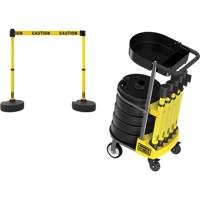 PLUS Barrier Post Cart Kit with Tray, 75' L, Metal, Yellow Infinity Industrial Services Inc.