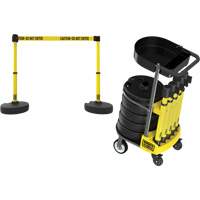 PLUS Barrier Post Cart Kit with Tray, 75' L, Metal, Yellow Infinity Industrial Services Inc.