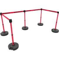 PLUS Barrier Post Set X5, Plastic, 42" H, Red Tape, 15' Tape Length Infinity Industrial Services Inc.