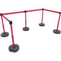 PLUS Barrier Post Set X5, Plastic, 42" H, Red Tape, 15' Tape Length Infinity Industrial Services Inc.