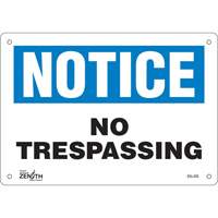 Enseigne No Trespassing, 7" x 10", Plastique, Anglais Infinity Industrial Services Inc.