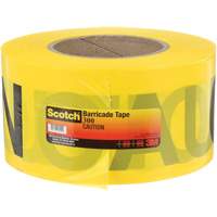 Ruban pour barri&egrave;res pour services publics souterrains Scotch, Anglais, 3" la x 1000' lo, 2 mils, Noir sur jaune Infinity Industrial Services Inc.