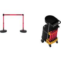 Plus Portable Barrier System Cart Package with Tray, 75' L, Metal/Plastic, Red Infinity Industrial Services Inc.