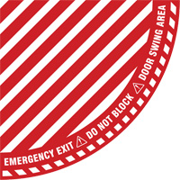 Signalisation au sol ?Emergency Exit? (sortie de secours) pour porte battante en quart de cercle, Adh&eacute;sif, Anglais avec pictogramme Infinity Industrial Services Inc.