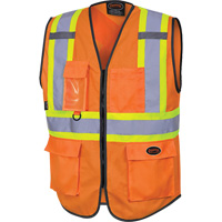 6958 Zipper Front Safety Vest, High Visibility Orange, Small, Polyester Infinity Industrial Services Inc.