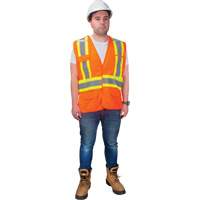 Veste d'arpenteur haute visibilit&eacute; conforme &agrave; la CSA, Orange haute visibilit&eacute;, Moyen, Polyester Infinity Industrial Services Inc.