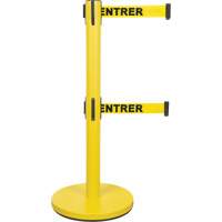 Dual Belt Crowd Control Barrier, Steel, 35" H, Yellow Tape, 7' Tape Length Infinity Industrial Services Inc.