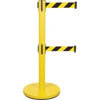 Dual Belt Crowd Control Barrier, Steel, 35" H, Black/Yellow Tape, 7' Tape Length Infinity Industrial Services Inc.