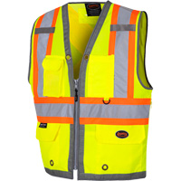 6673 Veste d'arpenteur au dos en maille avec fermeture &agrave; glissi&egrave;re, Jaune lime haute visibilit&eacute;, Petit, Polyester Infinity Industrial Services Inc.