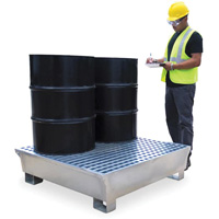 Ultra-Spill Pallet en acier, 4 barils, Capacit&eacute; de d&eacute;versement 68 gal. US, 49,1" x 47,1" x 10,9" Infinity Industrial Services Inc.