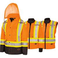 5020BBW Manteau 7 en 1 imperm&eacute;able pour femmes avec capuchon, Polyester/Polyur&eacute;thane, Orange haute visibilit&eacute;, T-petit Infinity Industrial Services Inc.