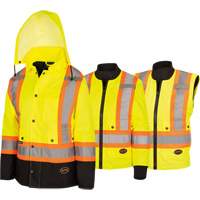5021BBW Manteau 7 en 1 imperm&eacute;able pour femmes avec capuchon, Polyester/Polyur&eacute;thane, Jaune lime haute visibilit&eacute;, T-petit Infinity Industrial Services Inc.